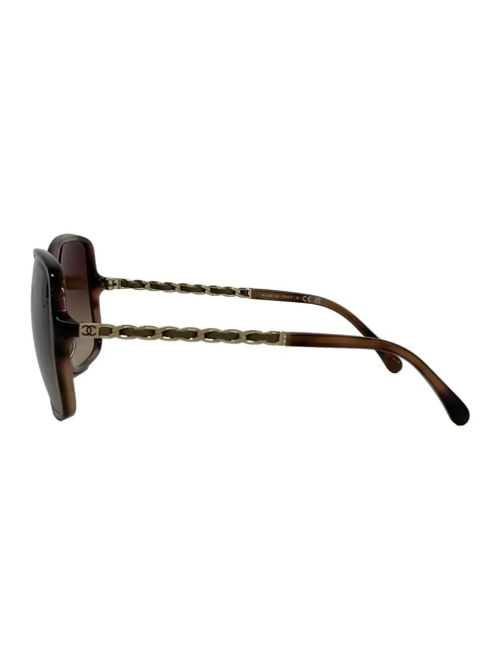 Chanel Sunglasses Dark Brown Gold Chain Eyewear